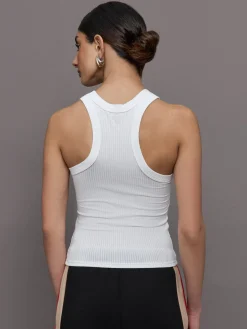 High Neck Fitted Tank in Ribbed Jersey
