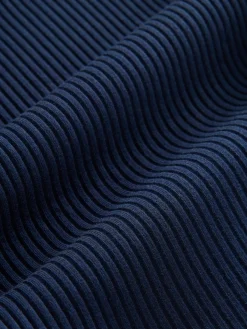 Long Sleeve Ruched Top in Ribbed Jersey