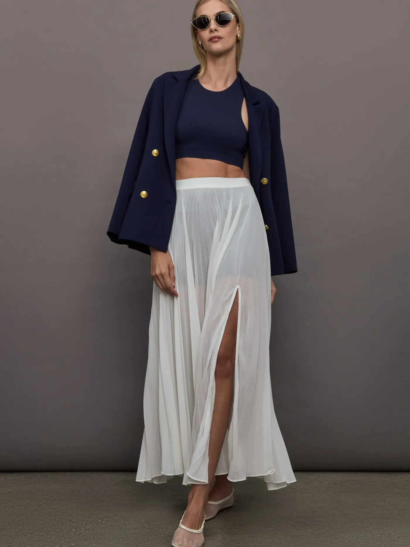 Mesh Pleated Skirt