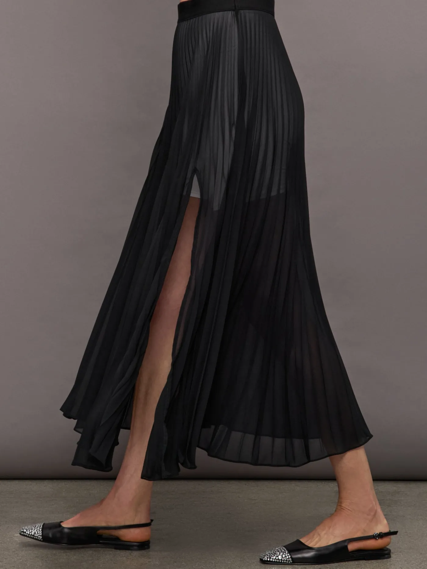 Mesh Pleated Skirt