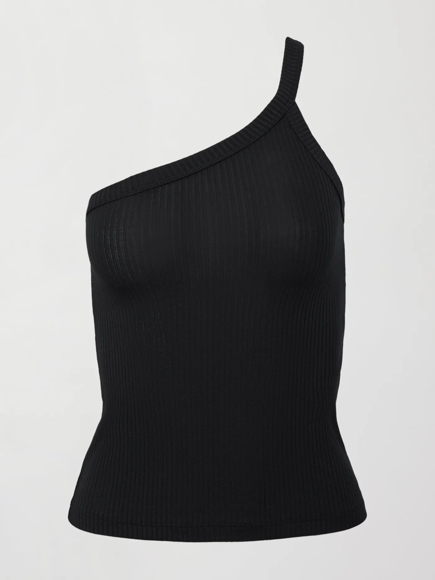 One Shoulder Tank in Ribbed Jersey