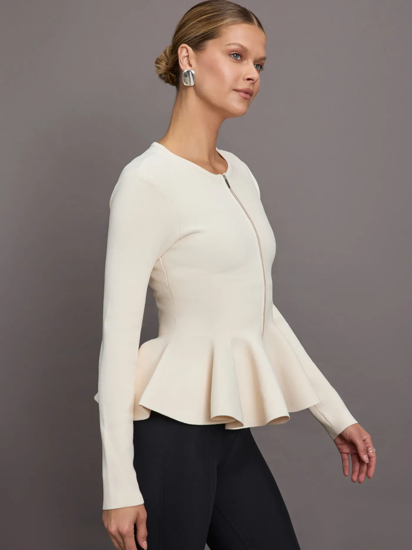 Peplum Zip Up
