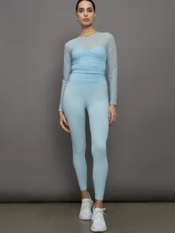 Ruched Mesh Long Sleeve Top in Melt
