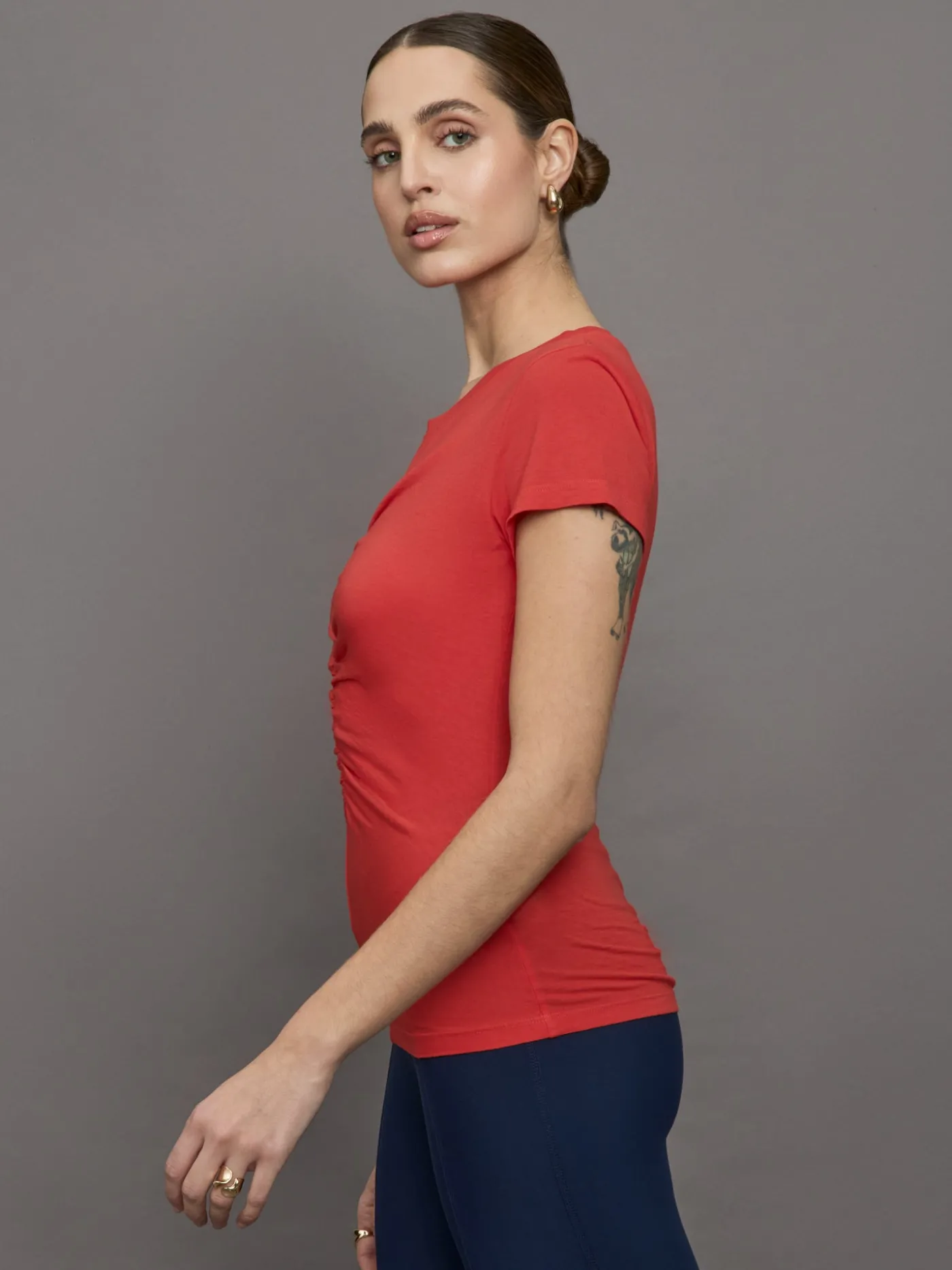 Short Sleeve Ruched Front Tee