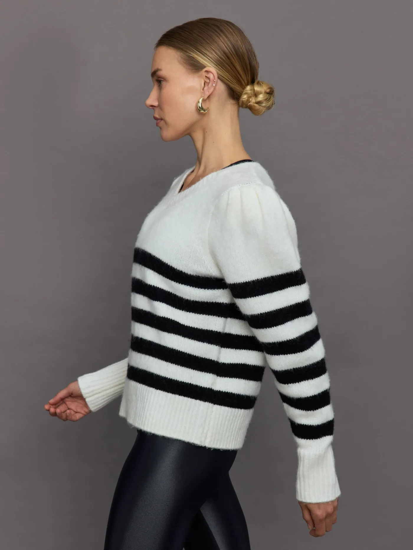 Striped Puff Sleeve Sweater