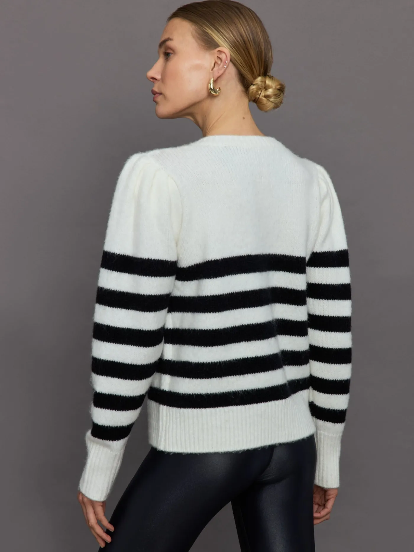 Striped Puff Sleeve Sweater